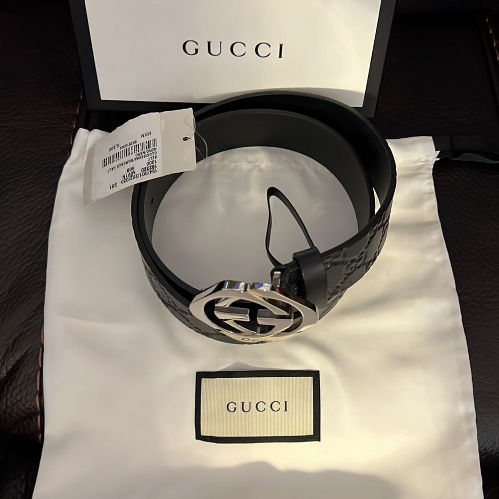 Gucci Microguccissima GG leather mens belt - Picture 3 of 4